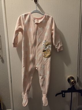 Carter's Peach Polka Dot Footed Pajamas with Deer Appliqué